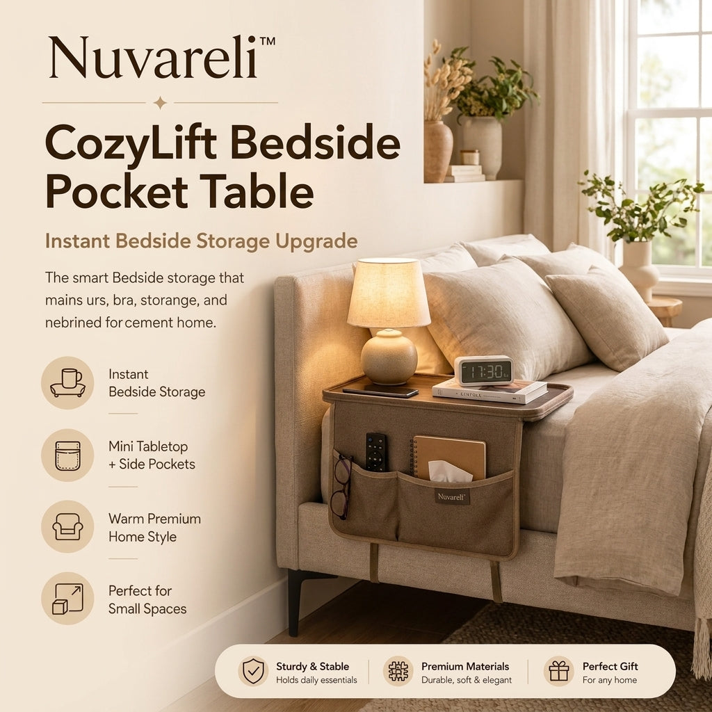 Nuvareli™ CozyLift Bedside Pocket Table
