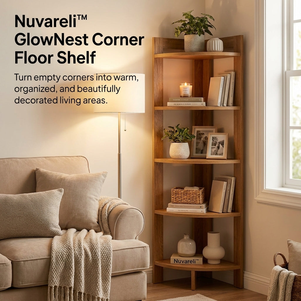 Nuvareli™ GlowNest Corner Floor Shelf