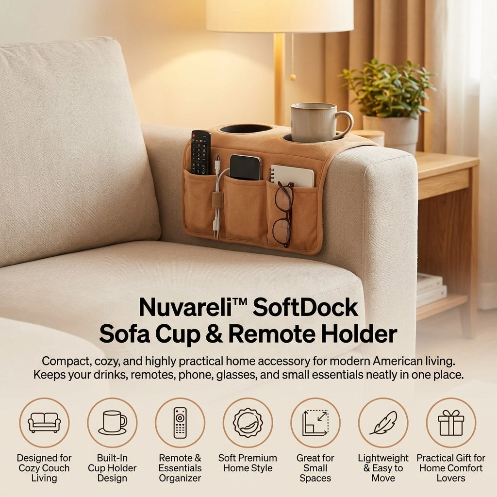 Nuvareli™ SoftDock Sofa Cup & Remote Holder